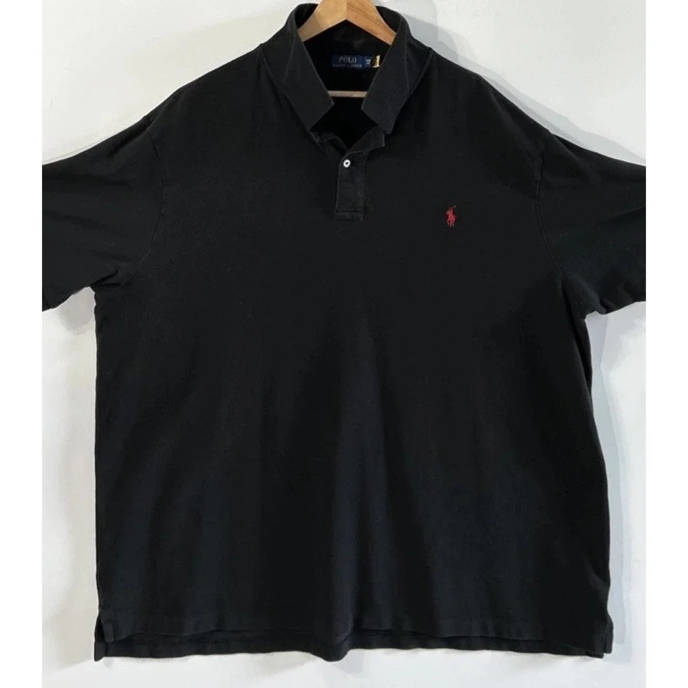 Mens Polo Ralph Lauren Big & Tall‎ Polo Shirt Sz 4XB Big Short Sleeve Black